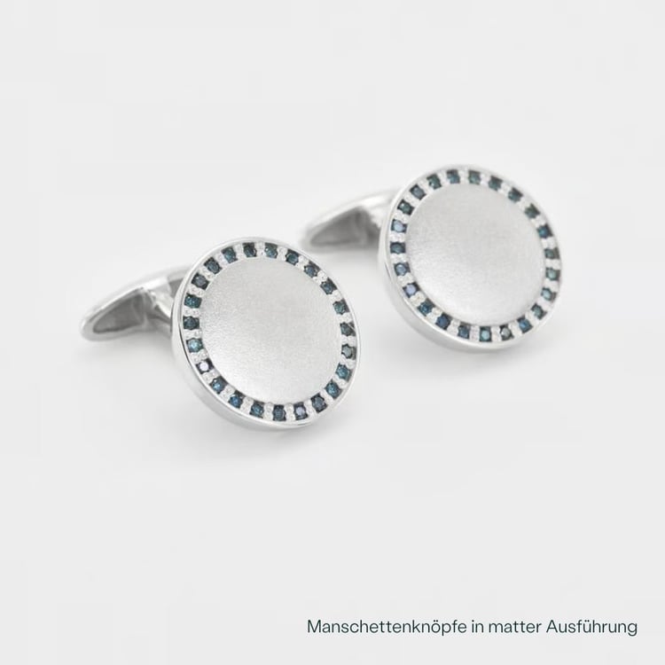 Runde silberne Manschettenknöpfe mit blauen Diamanten Tallis 165791