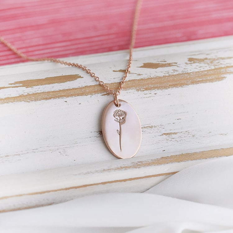 Personalisierter Anhänger aus Silber mit Gravur einer Blume Ihrer Wahl Daisy 149900