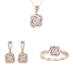 Goldenes geflochtenesSchmuckset mit Diamanten Emre