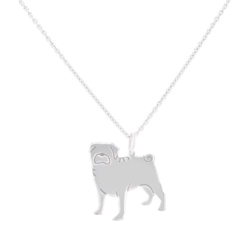 Anhänger in Form eines Hundes mit Gravur Pug