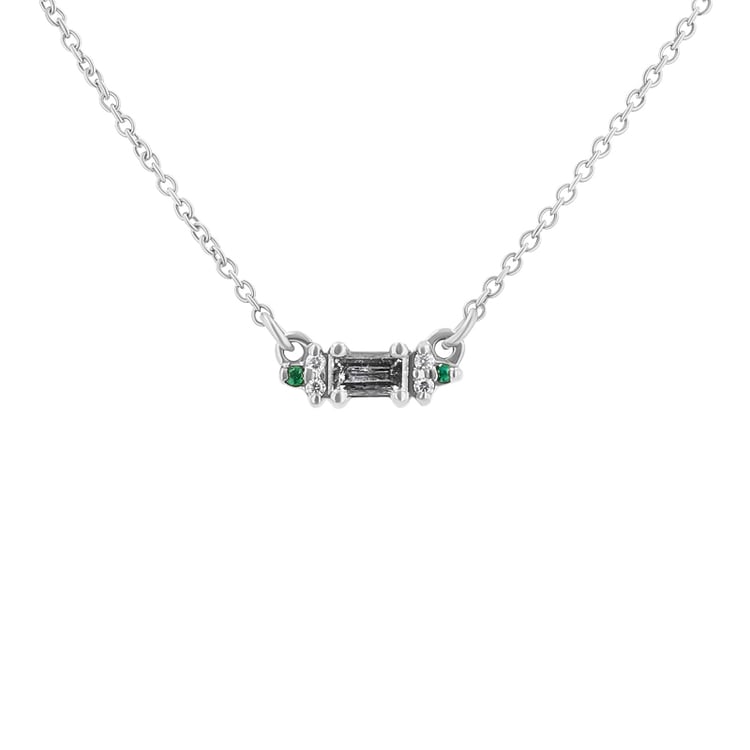 Kette mit Salt and Pepper Diamant, Smaragden und Moissaniten Matilda 130293