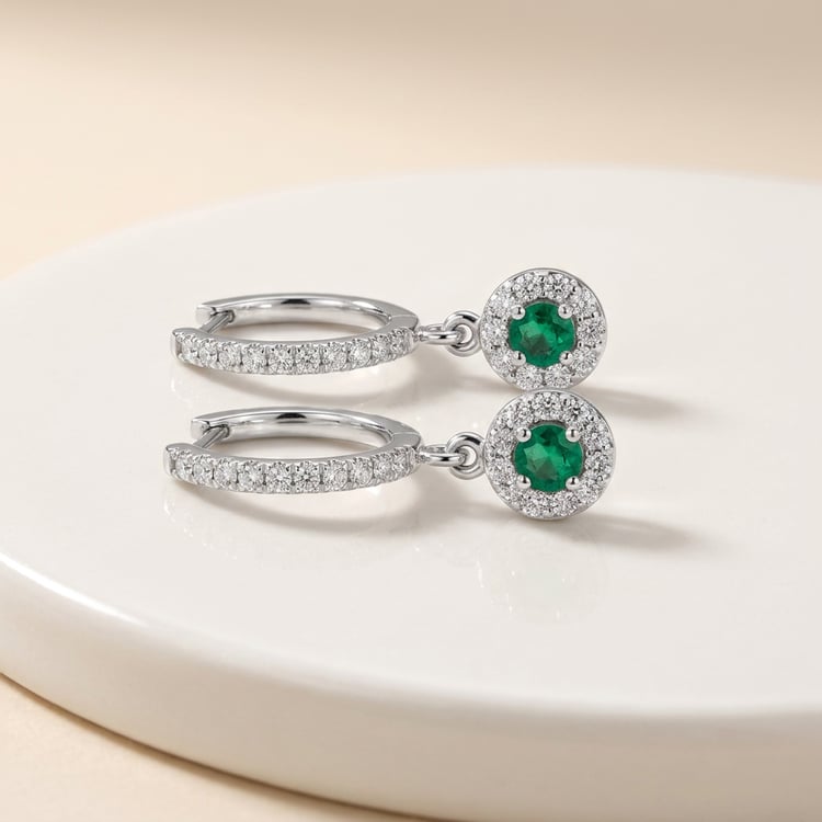 Wunderschöne silberne Ohrringe mit Smaragden und Lab Grown Diamanten Donna 169780