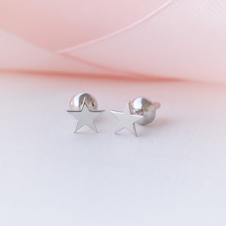 Goldene Ohrringe mit Schraubverschluss als Stern Maya 89192