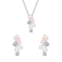 Schmuckset in Silber mit Topas, Rosenquarz und Mondstein Moby