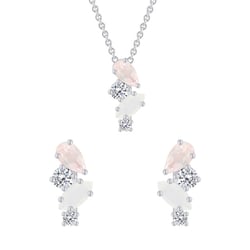 Schmuckset in Silber mit Topas, Rosenquarz und Mondstein Moby