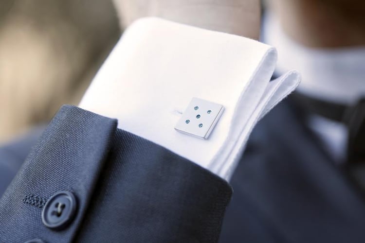 Manschettenknöpfe aus Platin mit blauen Diamanten Orien 9363