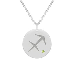 Silberner Anhänger mit Olivin und Sternzeichen Schütze