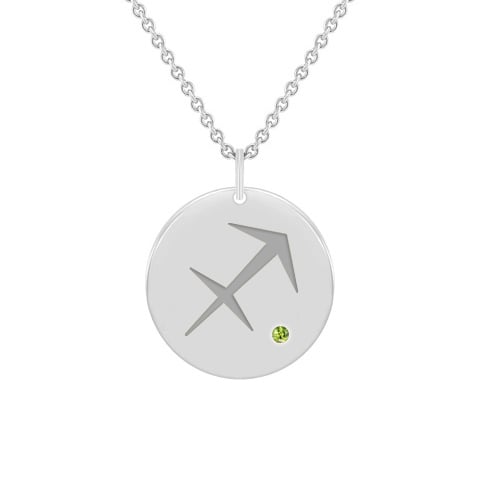 Silberner Anhänger mit Olivin und Sternzeichen Schütze