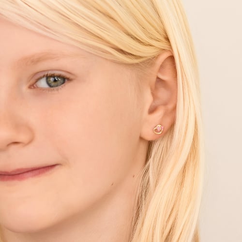 Kinder-Ohrringe aus Gold mit Schmetterling Lady
