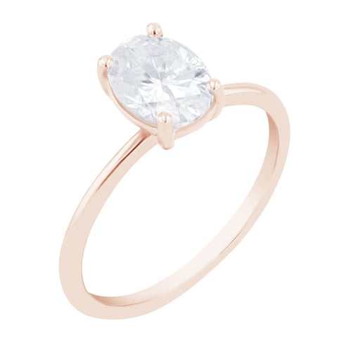 Eleganter Verlobungsring mit einem ovalen Moissaniten mit Auswahl der Größe Frost