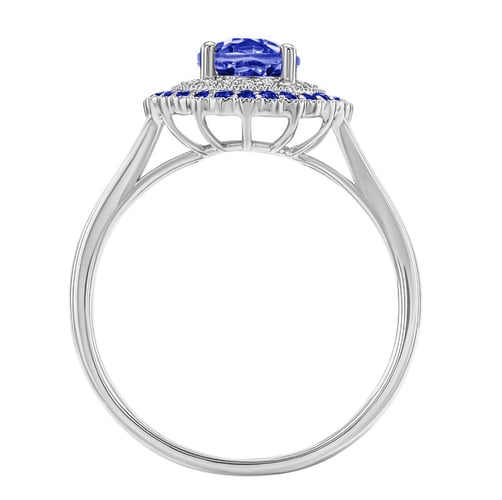 Goldener Tansanitring mit Diamanten und Saphir Mamisi