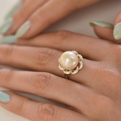 Romantischer Perlenring und Diamanten Qiana