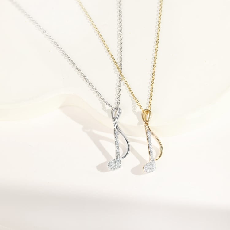 Anhänger aus Gold mit Lab Grown Diamanten in Form einer Note 164913