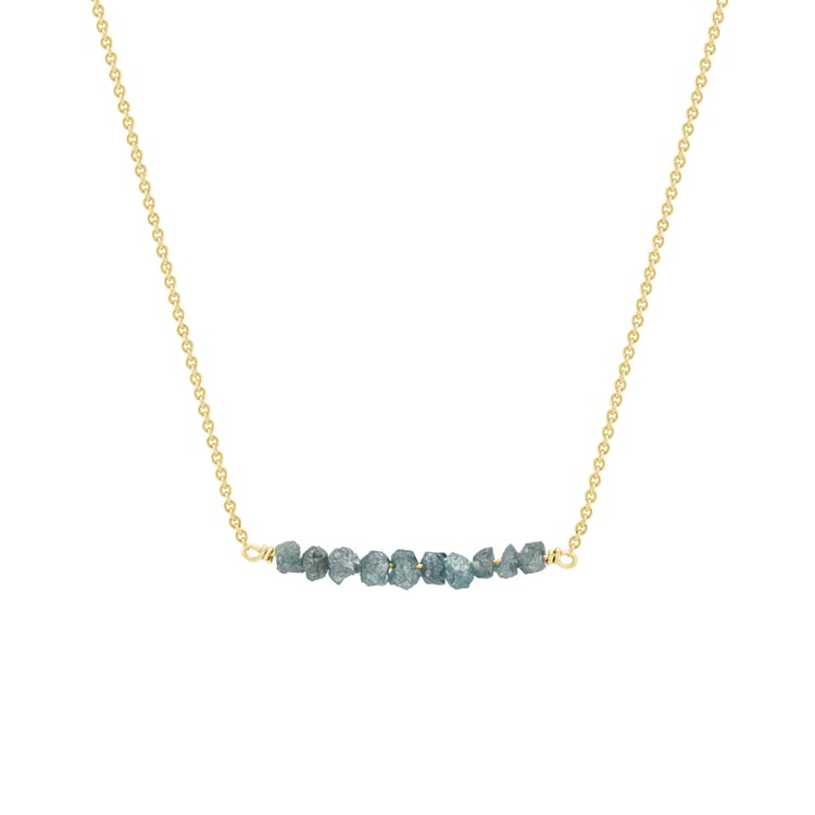 Goldener Choker mit blauen ungeschliffenen Diamanten Inaku