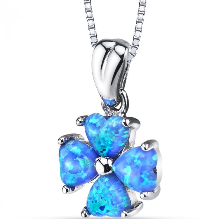 Opalvierblatt in Silberanhänger Obelia