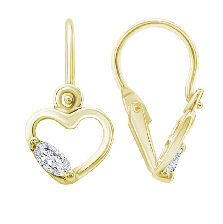 Goldene Kinderohrringe in Herzform mit weißen Saphiren Anastasia 30928