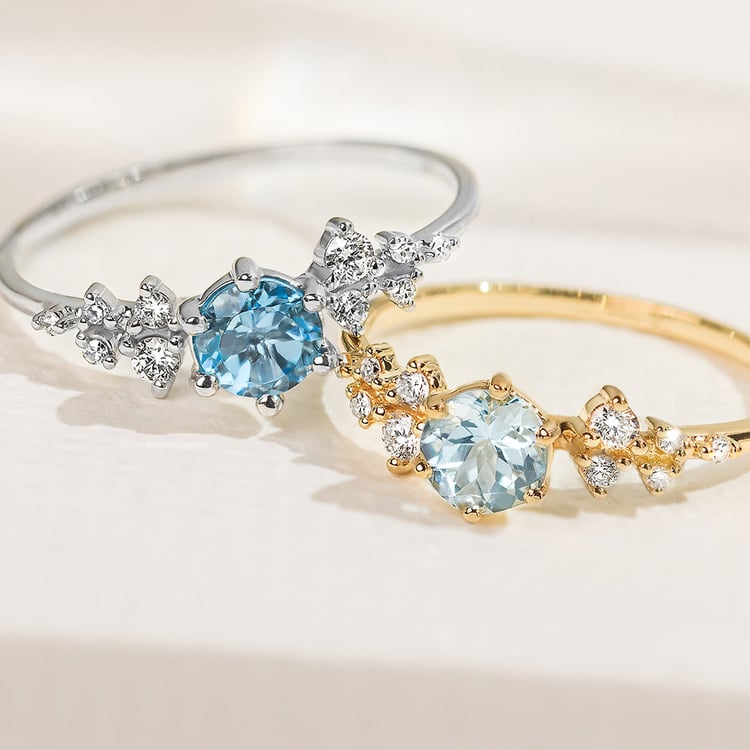 Verlobungsring mit Aquamarin und Labgrown Diamanten Olha 156691