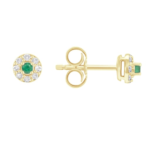 Ohrstecker mit einem Smaragd und Diamanten im Halo-Stil Zowie