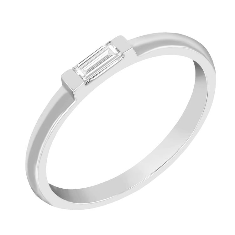 Goldener Ring mit weißen Baguette-Saphir Xenia 82404