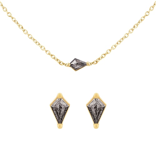 Schmuckset mit Salt and Pepper Diamanten Elny