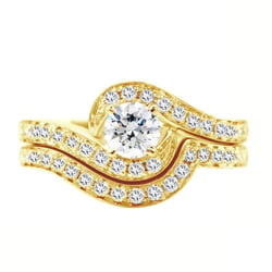 Elegantes Set von Verlobungsring und Ehering mit Diamanten Dyani