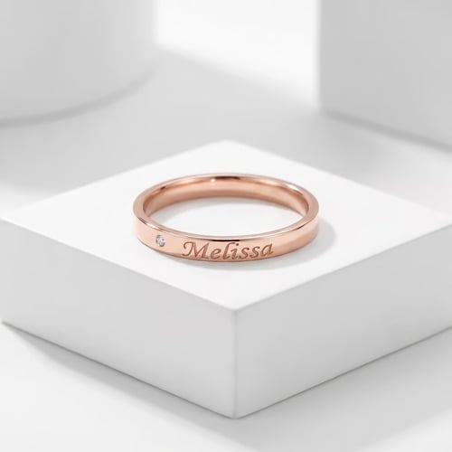 Silberring mit Diamant und Gravur Ihrer Wahl Lexis