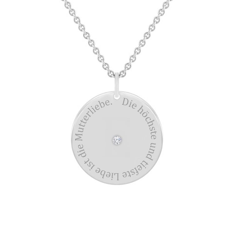 Anhänger mit Zitat und Diamant Janet
