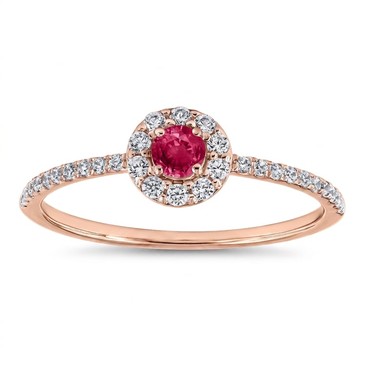 Silberner Halo-Ring mit Rubin und Lab Grown Diamanten Wendy 169851