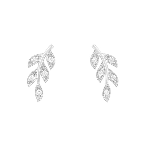 Silberne Ohrstecker in Form von Blättern mit Lab Grown Diamanten Jooa