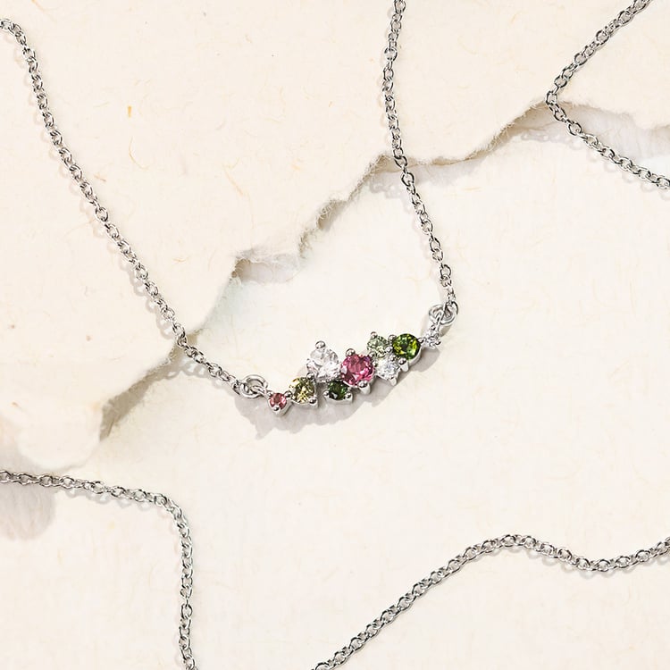 Cluster Halskette mit pastellfarbenen Edelsteinen Kianna 161346