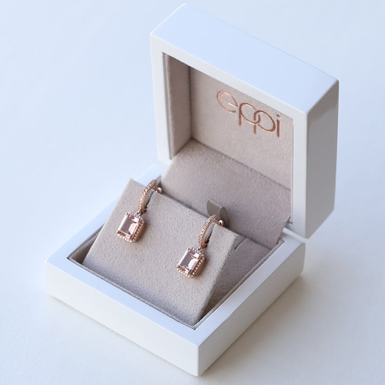 Bezaubernde Goldohrhänger mit Morganit und Diamanten Bibi 73668