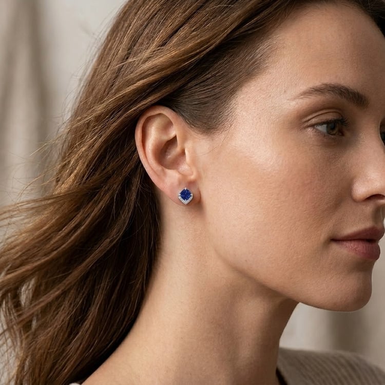 Ohrstecker in Silber mit Saphir 166381