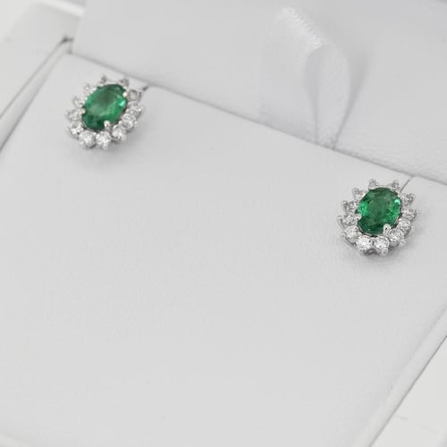 Goldene Smaragdohrringe mit Diamanten Mariell