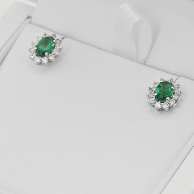 Goldene Smaragdohrringe mit Diamanten Mariell 10263