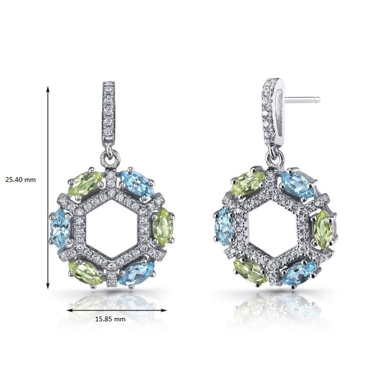 Silberne Ohrringe mit Topas und Olivin Ambidextra 8247