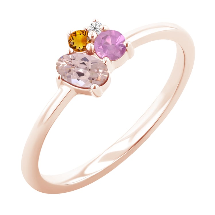 Cluster-Ring mit Morganit, Saphir, Citrin und Diamant Bluma 121558