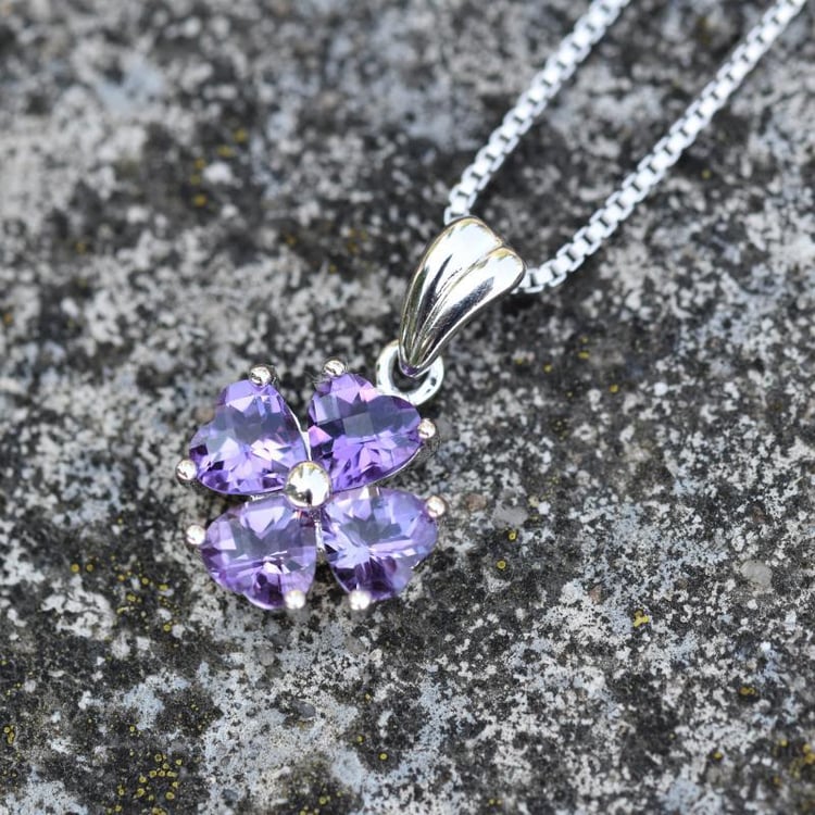 Amethyst Kleeblatt Silberanhänger 11646