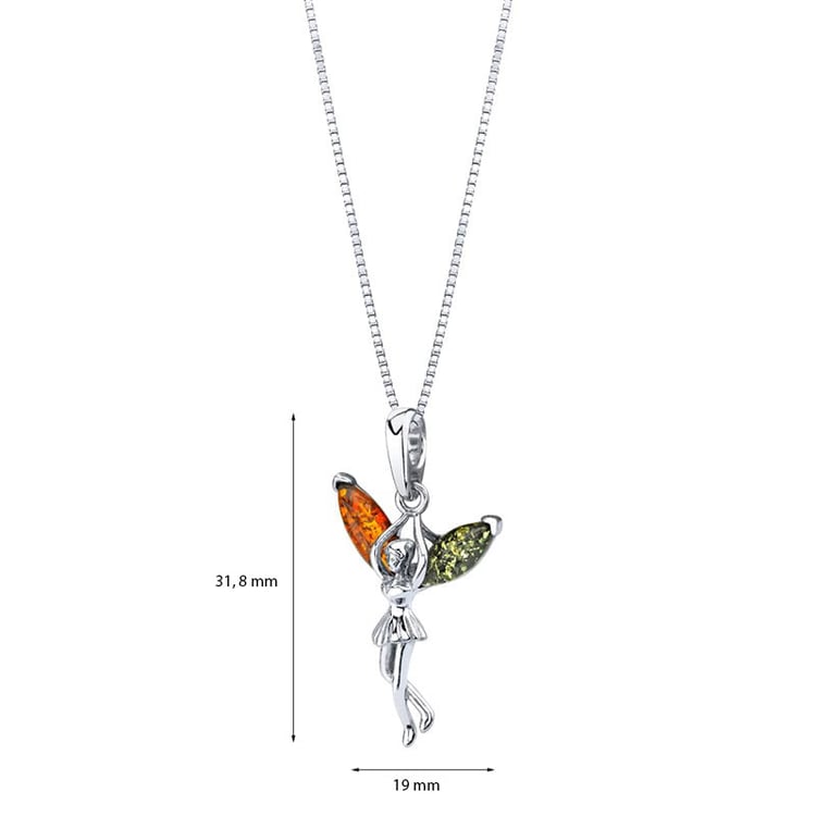 Bernsteinanhänger Fee in Silber 25419