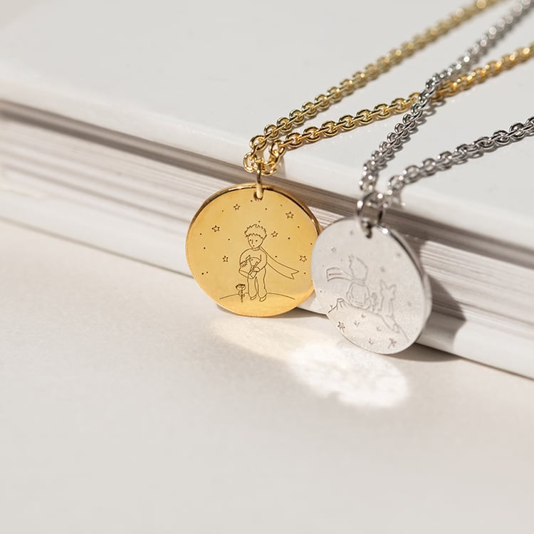 Silberanhänger Der Kleine Prinz mit Rose und Gravur 138141