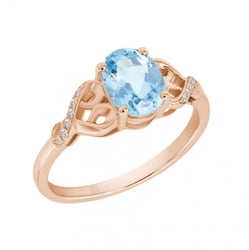 Goldener Aquamarinring mit Diamanten Alanyse