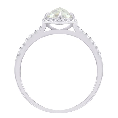 Goldener Verlobungsring mit Moissanit und lab-grown Diamanten Ladfer