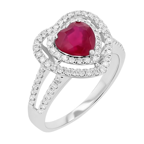 Goldring mit Rubinherz und Diamanten Isabel