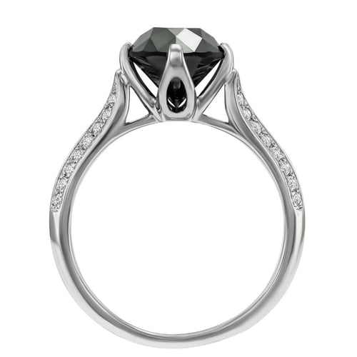 Goldener Verlobungsring mit 2.47ct schwarzem Diamant Ida