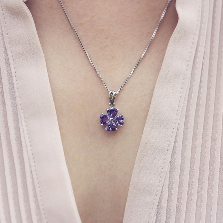 Amethyst Kleeblatt Silberkette 19519