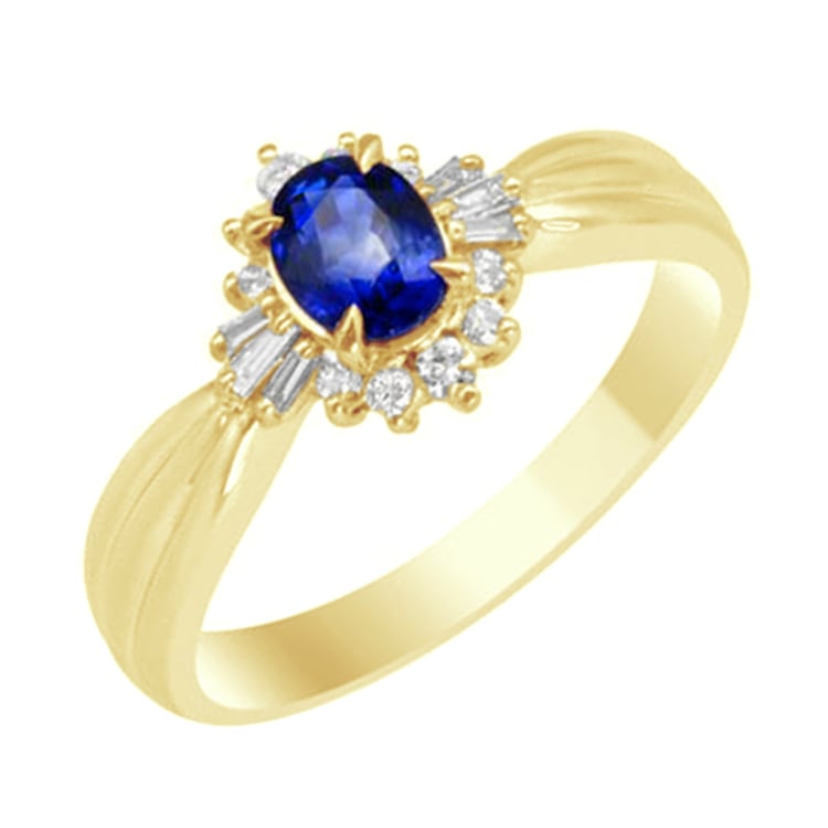 Blauer Saphir im Goldring mit Diamanten Eriel