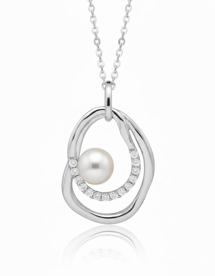 Silberner Perlenanhänger mit weißen Topasen 163825