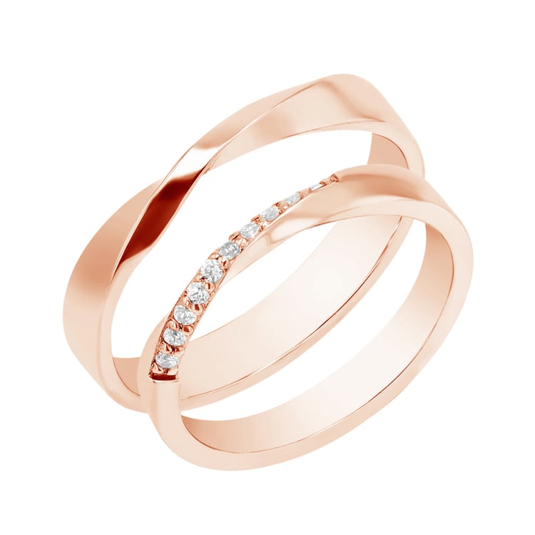 Verdrehte goldene Eheringe mit Diamanten Brielle 98805