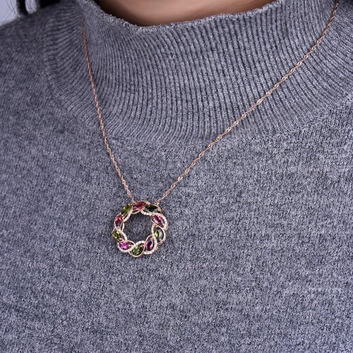 Goldene Halskette mit Turmalinen und Diamanten Bourne