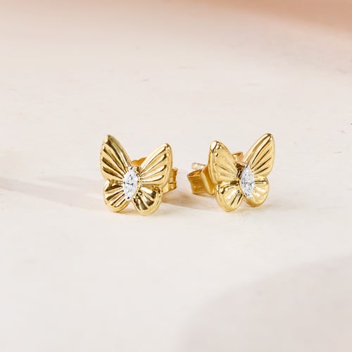 Ohrringe aus Gold in Form eines Schmetterlings mit Lab Grown Diamanten Anna