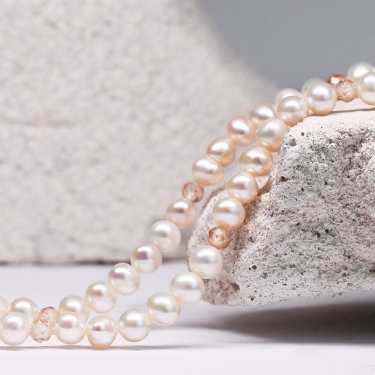 Silberne Perlen-Kette mit Zirkonia Julieta 116045